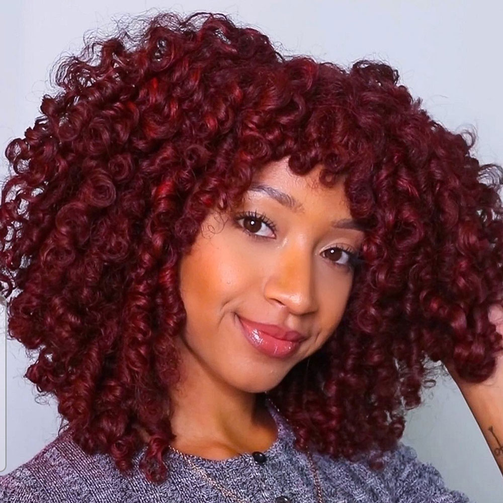 Flexi rod set on long, red dyed hair