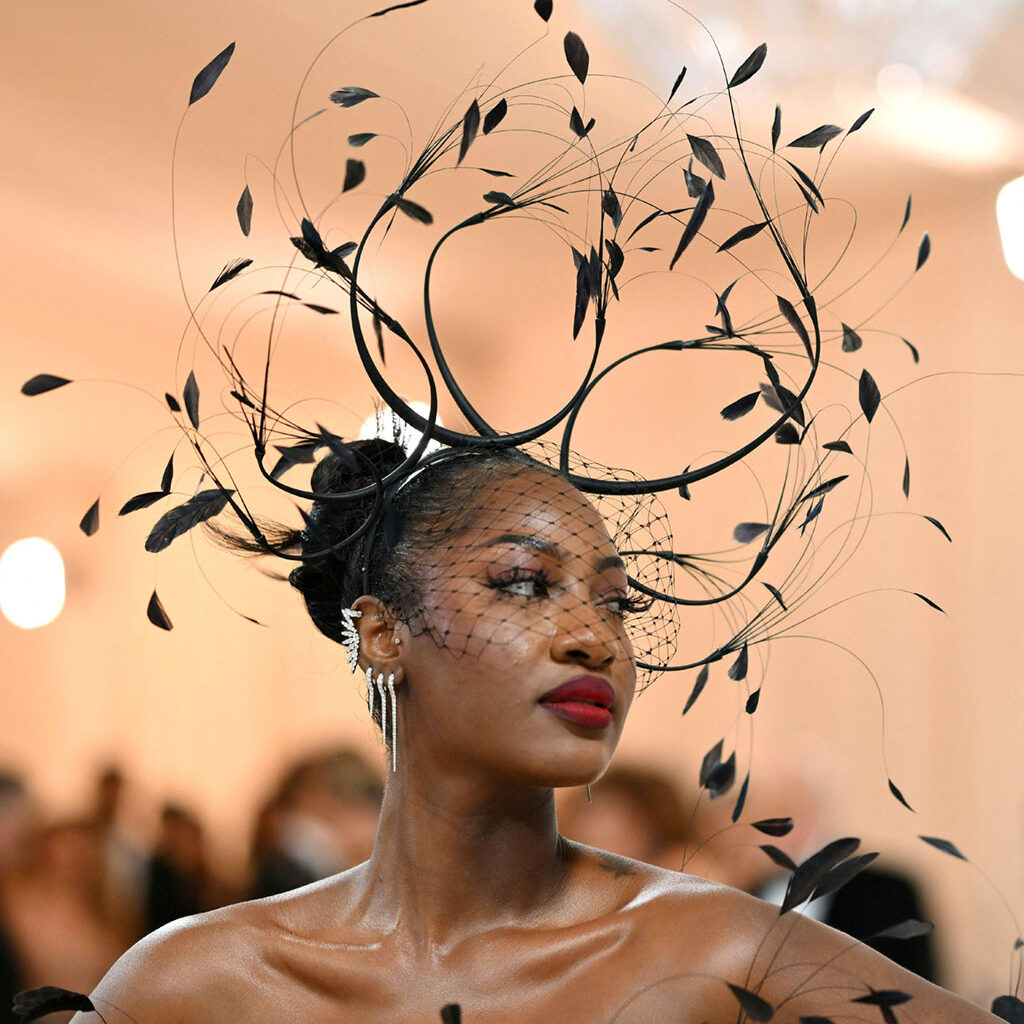 Tems' updo hairstyle at the Met Gala 2023